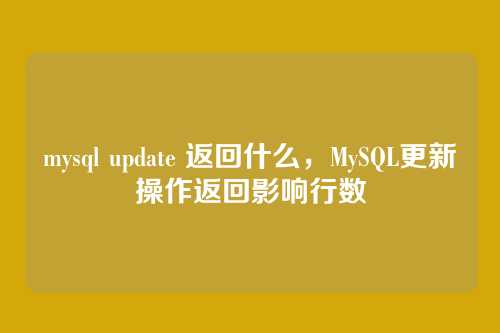 mysql update 返回什么,MySQL更新操作返回影响行数
