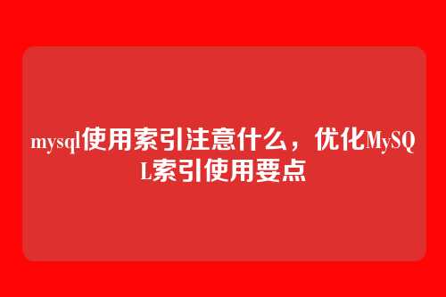 mysql使用索引注意什么,优化MySQL索引使用要点