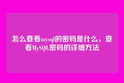 怎么查看mysql的密码是什么,查看MySQL密码的详细方法