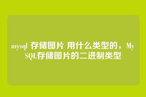 mysql 存储图片 用什么类型的,MySQL存储图片的二进制类型