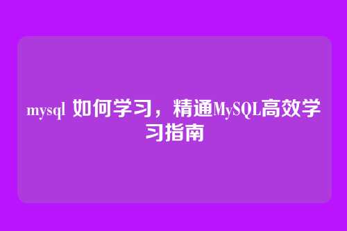 mysql 如何学习,精通MySQL高效学习指南