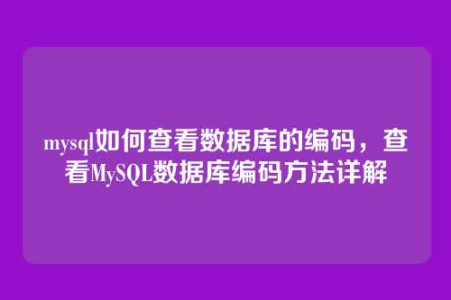 mysql如何查看数据库的编码,查看MySQL数据库编码方法详解