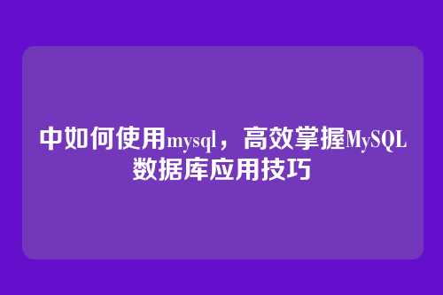 中如何使用mysql,高效掌握MySQL数据库应用技巧
