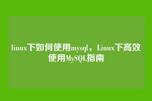 linux下如何使用mysql,Linux下高效使用MySQL指南