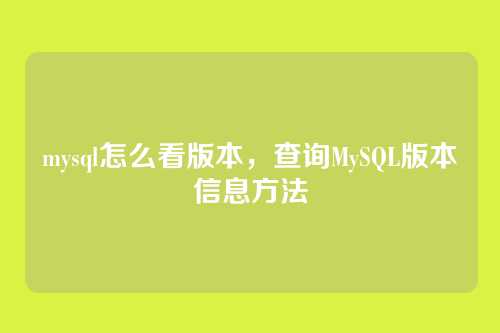 mysql怎么看版本,查询MySQL版本信息方法