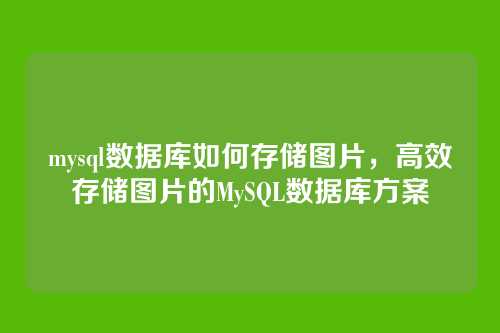 mysql数据库如何存储图片,高效存储图片的MySQL数据库方案