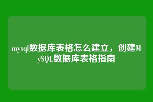 mysql数据库表格怎么建立,创建MySQL数据库表格指南
