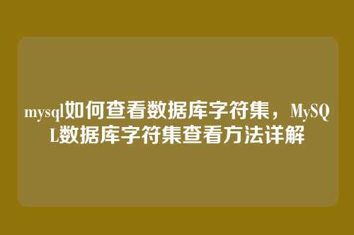 mysql如何查看数据库字符集,MySQL数据库字符集查看方法详解