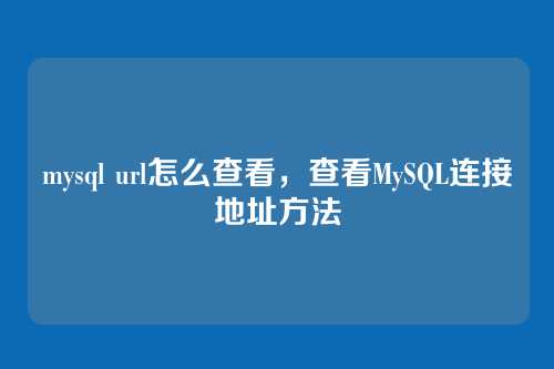mysql url怎么查看,查看MySQL连接地址方法