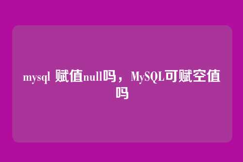 mysql 赋值null吗,MySQL可赋空值吗