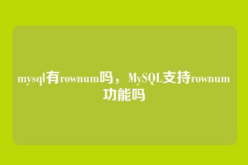 mysql有rownum吗，MySQL支持rownum功能吗
