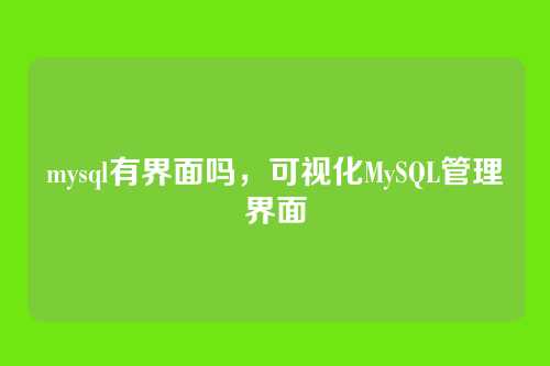 mysql有界面吗，可视化MySQL管理界面