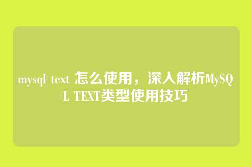 mysql text 怎么使用，深入解析MySQL TEXT类型使用技巧