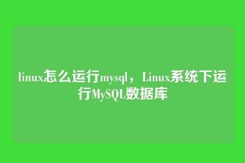 linux怎么运行mysql，Linux系统下运行MySQL数据库