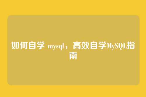 如何自学 mysql，高效自学MySQL指南