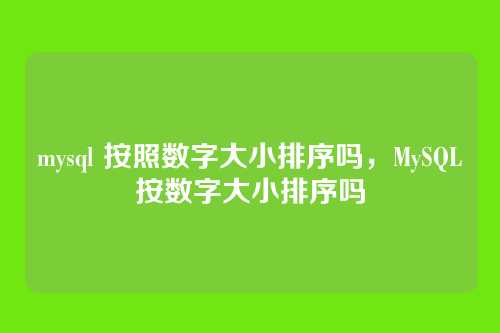 mysql 按照数字大小排序吗，MySQL按数字大小排序吗