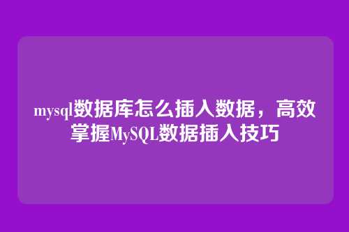 mysql数据库怎么插入数据，高效掌握MySQL数据插入技巧