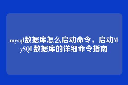 mysql数据库怎么启动命令,启动MySQL数据库的详细命令指南