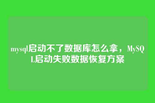 mysql启动不了数据库怎么拿,MySQL启动失败数据恢复方案