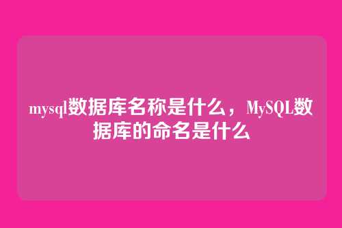 mysql数据库名称是什么,MySQL数据库的命名是什么