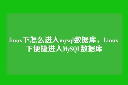 linux下怎么进入mysql数据库，Linux下便捷进入MySQL数据库