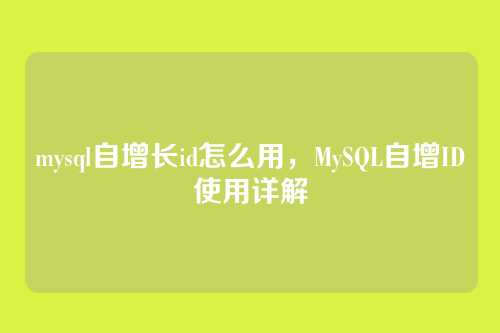 mysql自增长id怎么用，MySQL自增ID使用详解