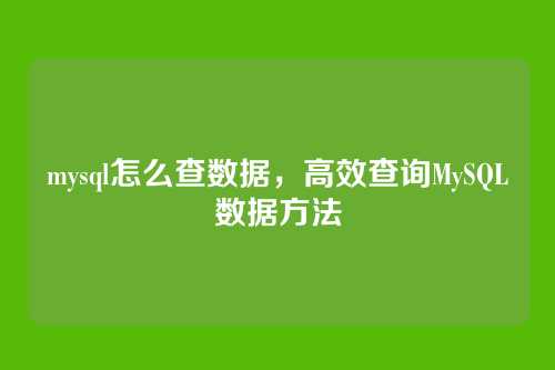 mysql怎么查数据,高效查询MySQL数据方法