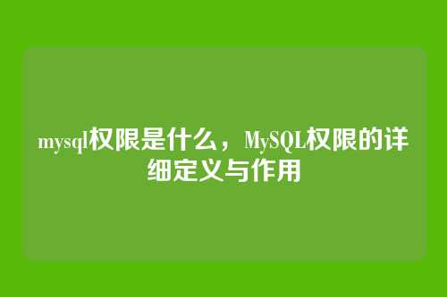 mysql权限是什么,MySQL权限的详细定义与作用