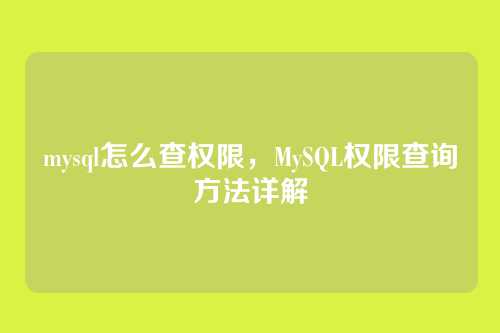 mysql怎么查权限，MySQL权限查询方法详解