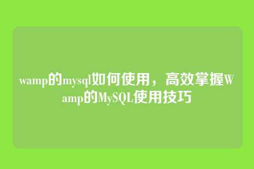 wamp的mysql如何使用，高效掌握Wamp的MySQL使用技巧