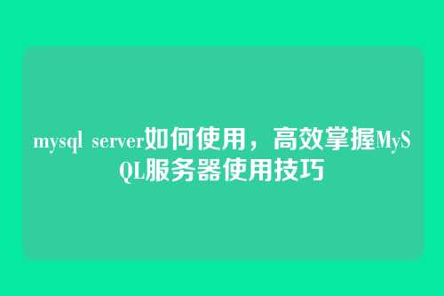 mysql server如何使用，高效掌握MySQL服务器使用技巧