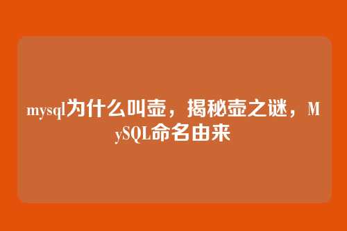 mysql为什么叫壶,揭秘壶之谜,MySQL命名由来