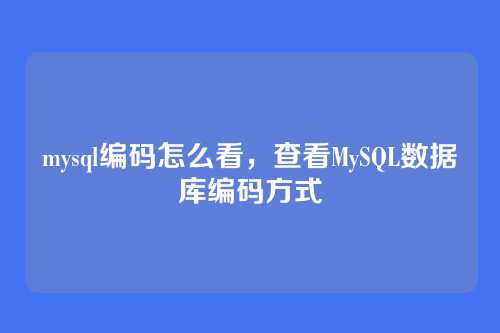 mysql编码怎么看,查看MySQL数据库编码方式
