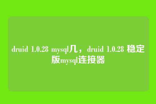 druid 1.0.28 mysql几,druid 1.0.28 稳定版mysql连接器