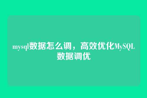 mysql数据怎么调,高效优化MySQL数据调优