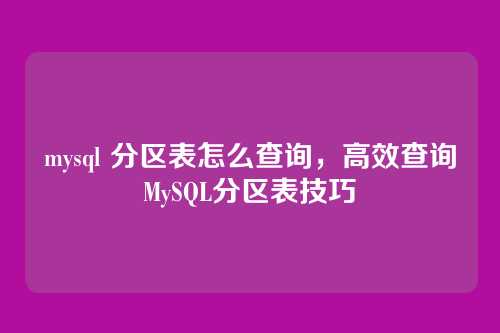 mysql 分区表怎么查询,高效查询MySQL分区表技巧