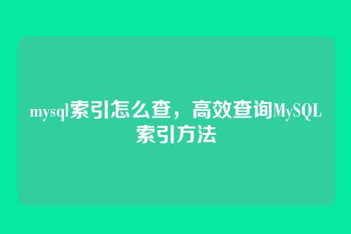 mysql索引怎么查,高效查询MySQL索引方法