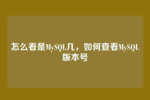 怎么看是MySQL几,如何查看MySQL版本号