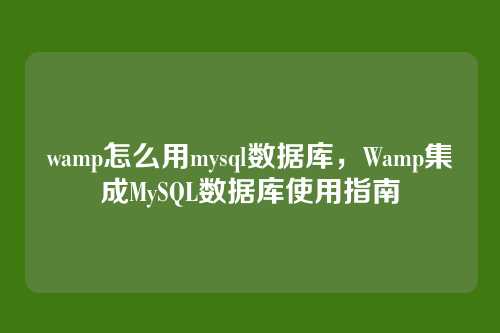 wamp怎么用mysql数据库，Wamp集成MySQL数据库使用指南