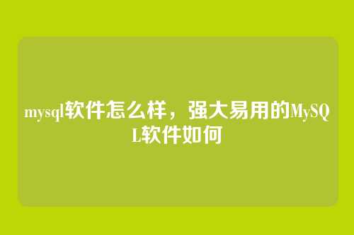 mysql软件怎么样,强大易用的MySQL软件如何