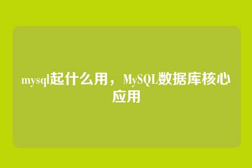 mysql起什么用,MySQL数据库核心应用