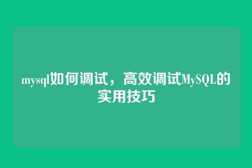 mysql如何调试,高效调试MySQL的实用技巧