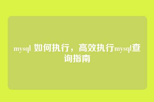 mysql 如何执行,高效执行mysql查询指南