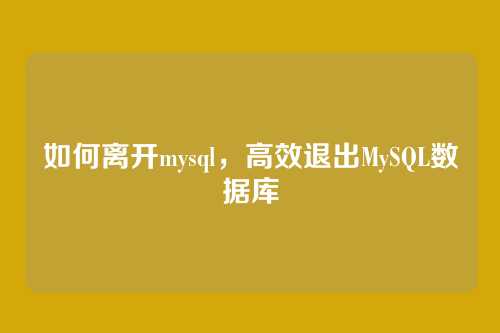 如何离开mysql,高效退出MySQL数据库