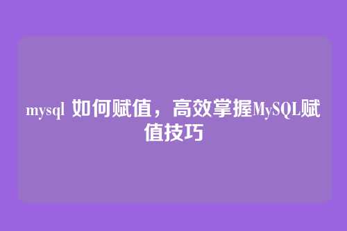 mysql 如何赋值，高效掌握MySQL赋值技巧