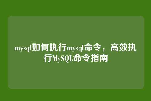 mysql如何执行mysql命令,高效执行MySQL命令指南