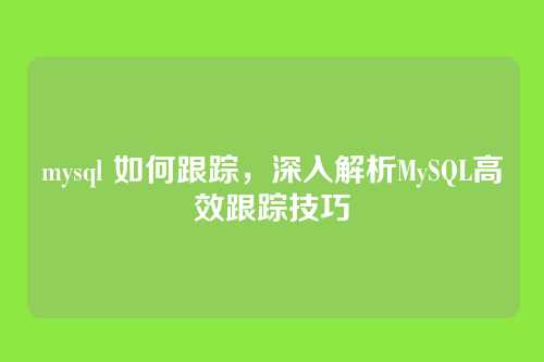 mysql 如何跟踪，深入解析MySQL高效跟踪技巧