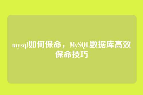 mysql如何保命，MySQL数据库高效保命技巧