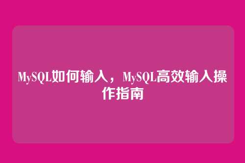 MySQL如何输入，MySQL高效输入操作指南