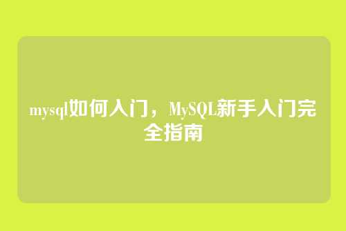 mysql如何入门，MySQL新手入门完全指南